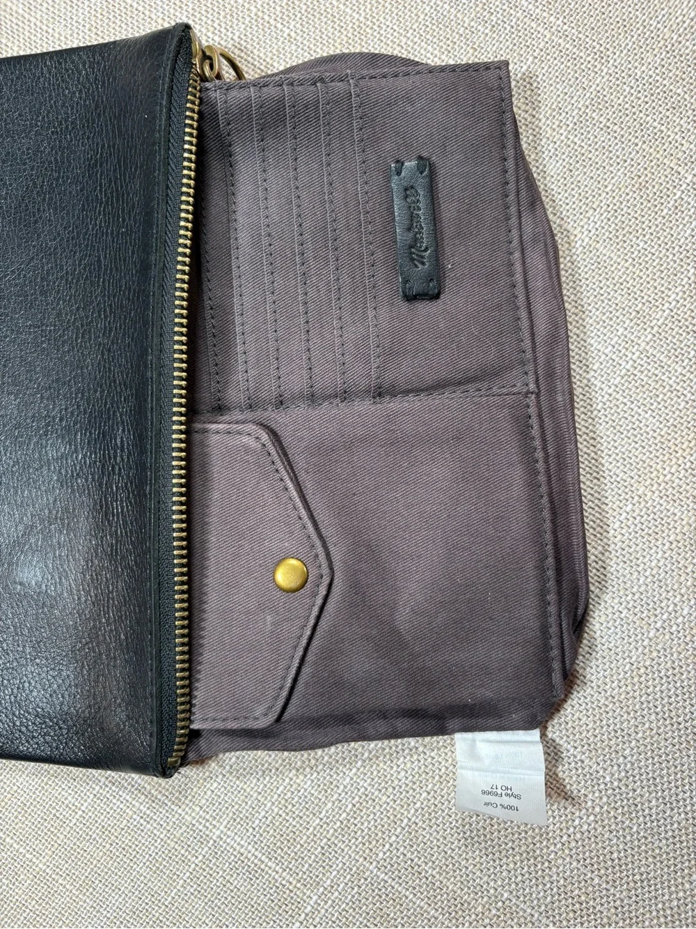 Madewell Black Leather Zip Clutch